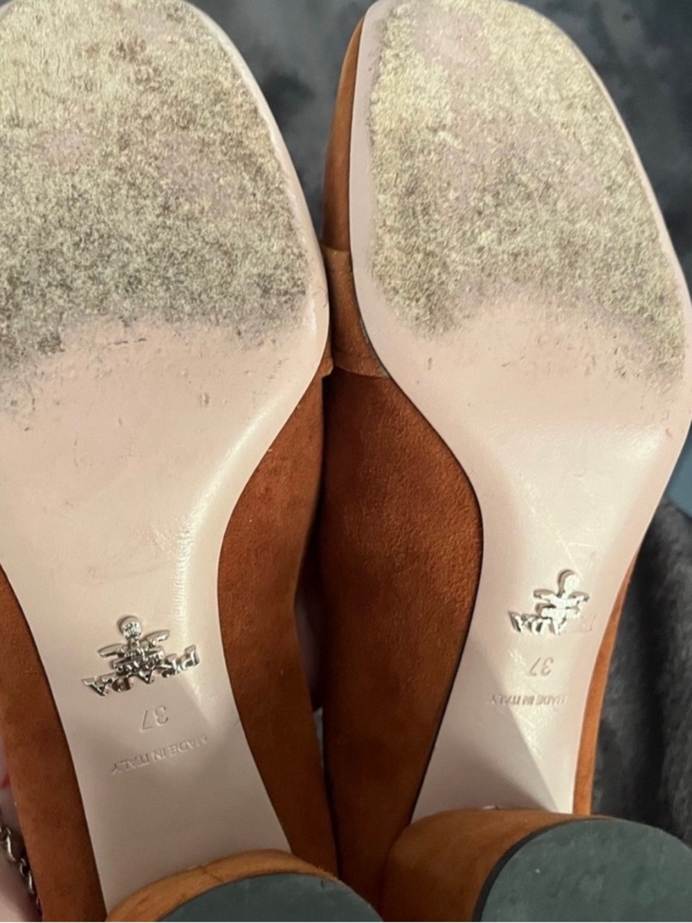 Prada Suede Loafers with Crystal Floral Brooch in Rust - Picture 7 of 7